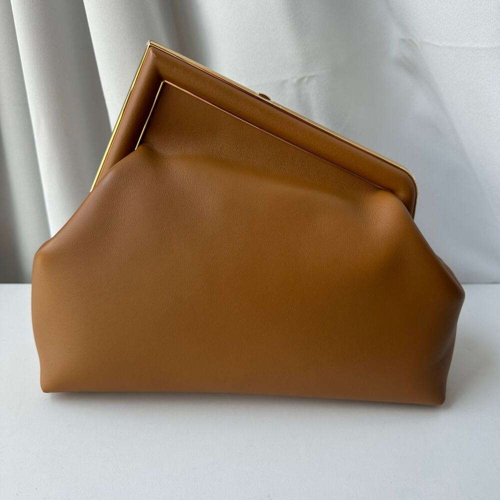 Fendi First Medium Camel Nappa Leather Bag Gold Hardware NWT - Picture 3 of 16